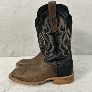 R. Watson Men's Square Toe Leather Boots Antique Meil Goat Soft Black Size 8EE